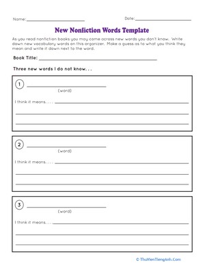 New Nonfiction Words Template