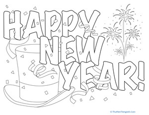Festive New Year Hat Coloring Page