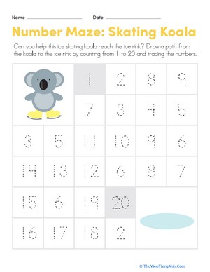 Number Maze: Skating Koala