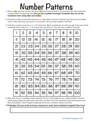 Number Patterns Chart
