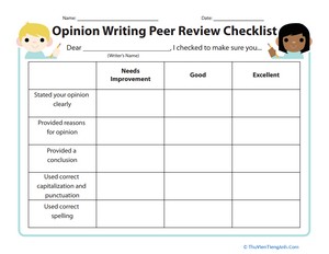 Opinion Writing Peer Review Checklist