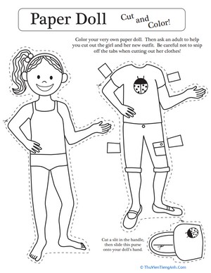 Paper Doll Coloring #4
