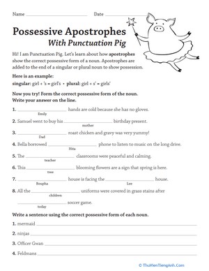 Possessive Apostrophes With Punctuation Pig