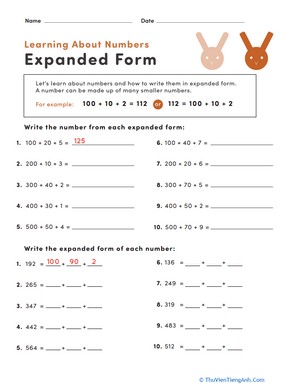 Place Value: Expanding Numbers #1