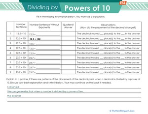 Powers of 10: Division (ESL Version)