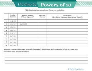 Powers of 10: Division