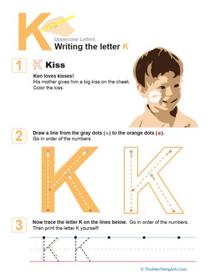 K is for Kiss! Practice Writing the Letter K