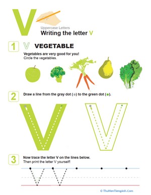 V is for Vegetables! Practice Writing the Letter V