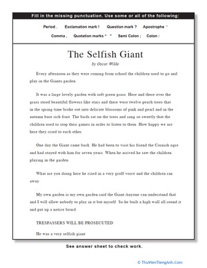 Punctuation: The Selfish Giant