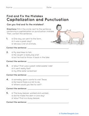 Find and Fix the Mistakes: Capitalization and Punctuation