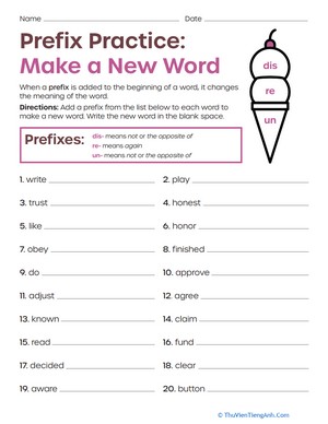 Prefix Practice: Make a New Word