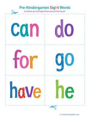 Pre-Kindergarten Sight Words: Can to He