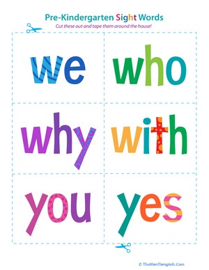 Pre-Kindergarten Sight Words: We to Yes