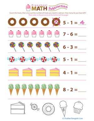 Preschool Subtraction: Take Away the Sweets