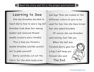 Punctuate the Story: Learning to Sew