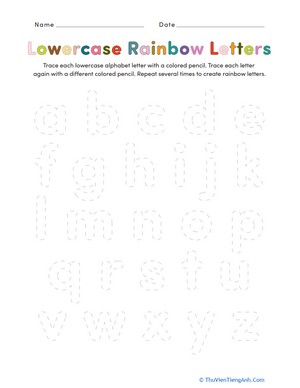Rainbow Letters! Practice Writing Lowercase Letters