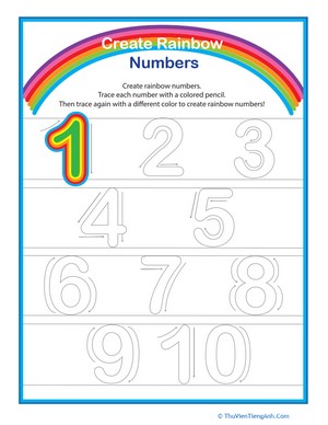 Rainbow Numbers! Practice Writing Numbers 1-10
