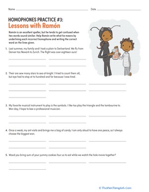 Homophones Practice #3: Lessons With Ramón