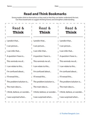 Read and Think Bookmarks