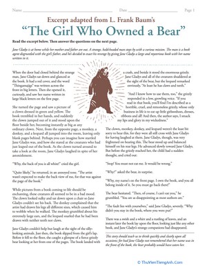 Reading Comprehension: The Girl Who Owned a Bear