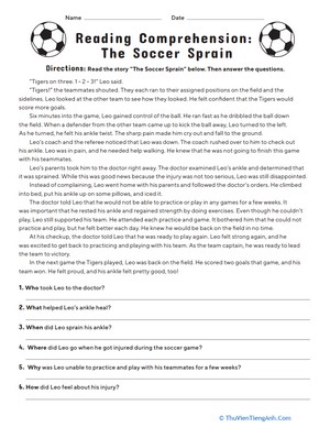 Reading Comprehension: The Soccer Sprain