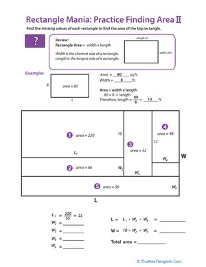 Rectangle Algebra: Find the Total Area I