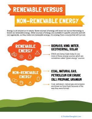 Renewable and Non-Renewable Energy