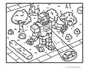 Robot Attack Coloring Page!