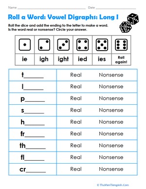 Roll a Word: Vowel Digraphs: Long I