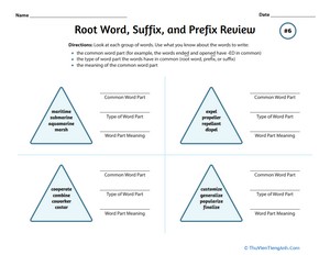 Root Word, Suffix, and Prefix Review #6