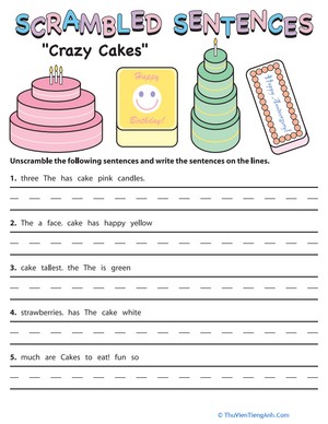 Scrambled Sentences: Crazy Cakes