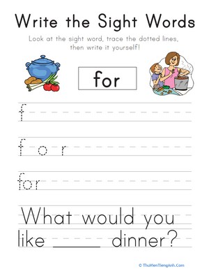 Write the Sight Words: “For”