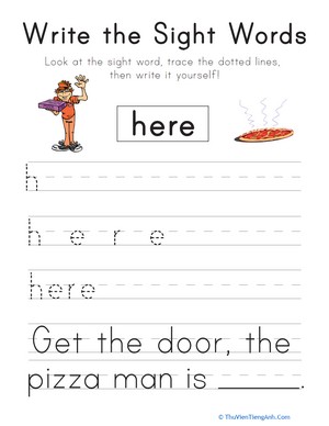 Write the Sight Words: “Here”
