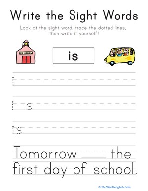 Write the Sight Words: “Is”