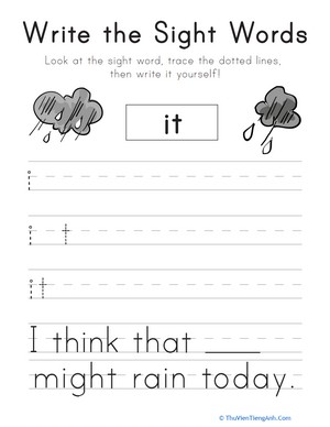 Write the Sight Words: “It”