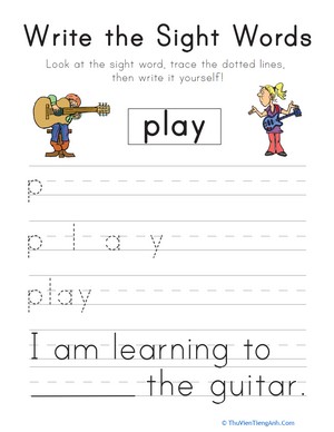 Write the Sight Words: “Play”