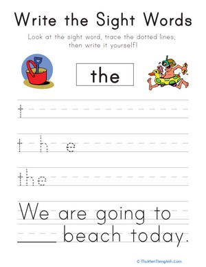Write the Sight Words: “The”