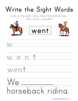 Write the Sight Words: “Went”