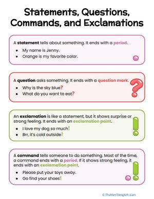 Sentences Handout: Statements, Questions, Commands, and Exclamations