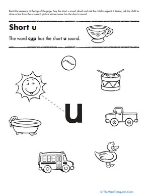 Short Vowel Sounds Worksheet: U