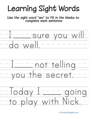 Sight Word Practice: “Am”