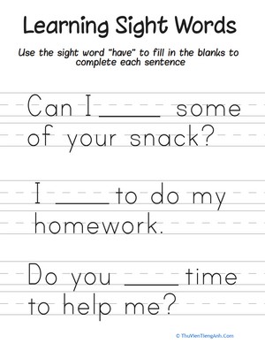 Learning Sight Words: “Have”
