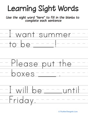 Learning Sight Words: “Here”