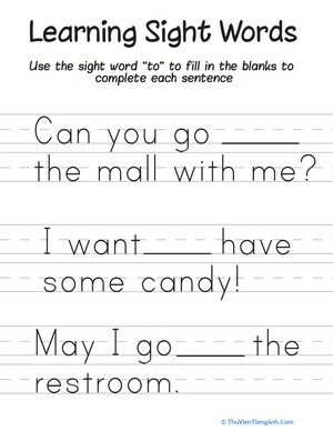 Learning Sight Words: “To”