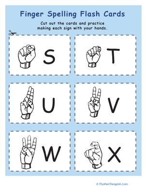 Sign Language Flash Cards: S thru X