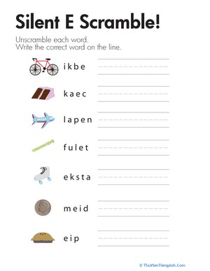 Silent “E” Word List