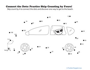 Connect the Dots: Practice Skip Counting by Fours!