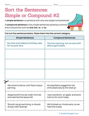 Sort the Sentences: Simple or Compound #2