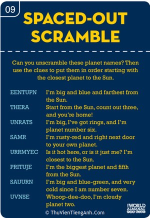 Word Scramble for Kids: Planets