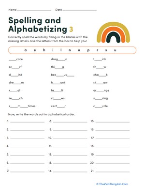 Spelling and Alphabetizing #3